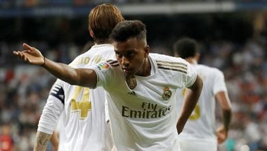 Rodrygo celebrates goal Real Madrid Osasuna