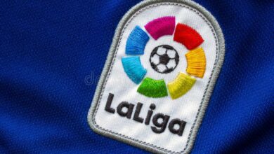 la liga spanish football soccer close up to their logo jersey calgary alberta canada july 190143530