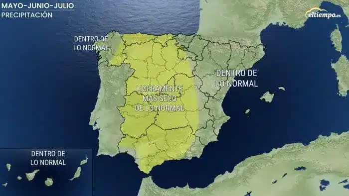 توقعات شذوذ هطول الأمطار للفترة من مايو إلى يونيو ويوليو 2023 في إسبانيا