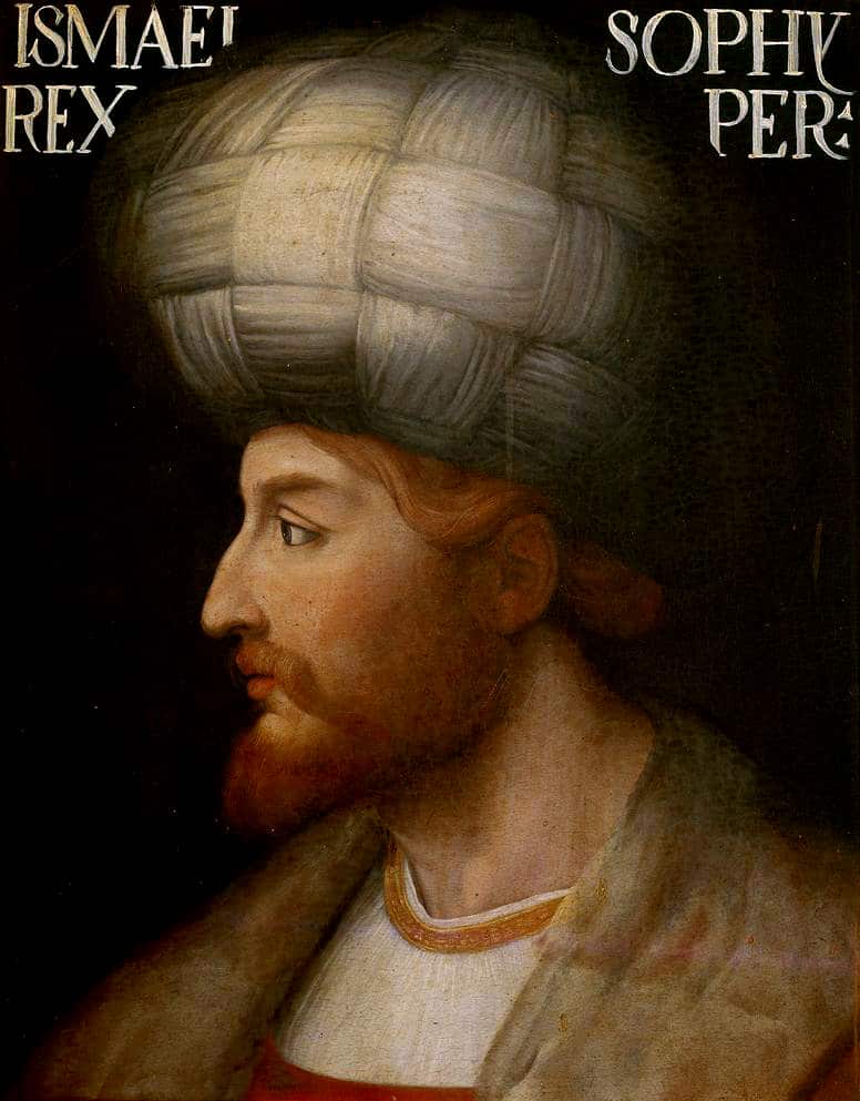 Portrait of Shah Ismail I. Inscribed Ismael Sophy Rex Pers . Painted by Cristofano dellAltissimo dated 1552 1568