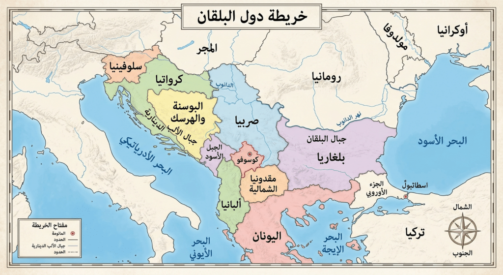 خريطة دول البلقان